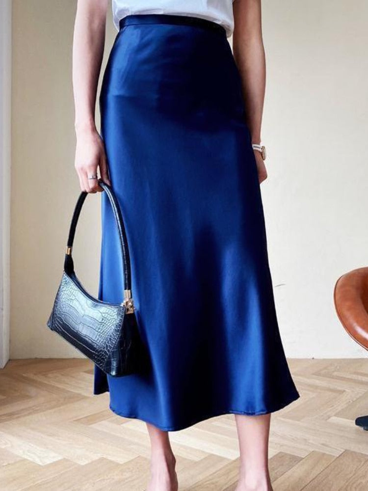 SATIN MIDI SKIRT