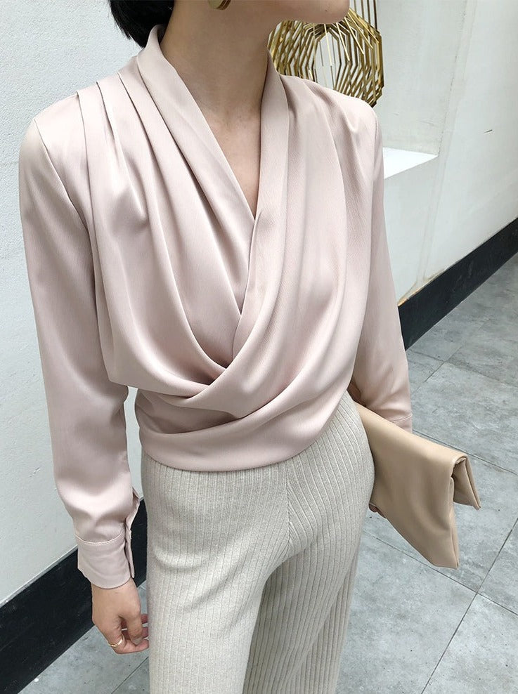 ADELINA SATIN SILK BLOUSE