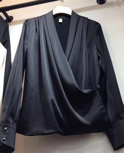 ADELINA SATIN SILK BLOUSE