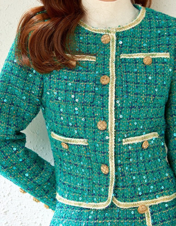 POLLY TWEED SEQUINS BLAZER & SKIRT